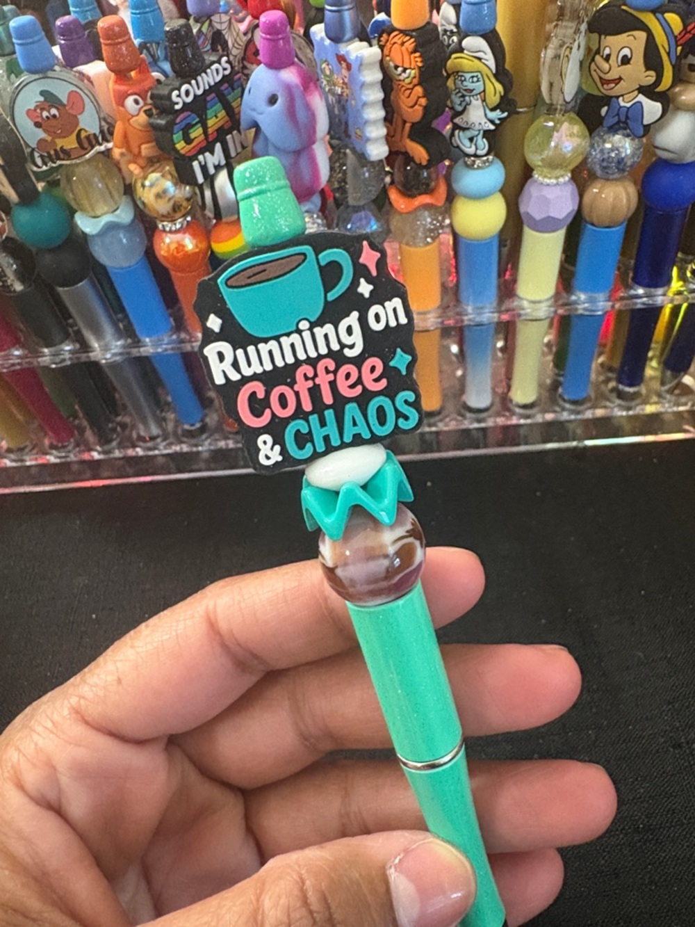 Running on Coffee & Chaos Teal Decorative Pen